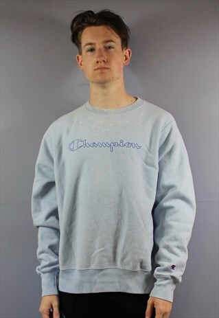 VINTAGE CHAMPION REVERSE WEAVE SWEATSHIRT IN BABY BLUE WITH