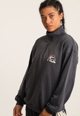 VINTAGE FILA EMBROIDERED LOGO 1/4 ZIP SWEATSHIRT