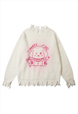 Poodle sweater dog print fluffy knitwear jumper puppy top