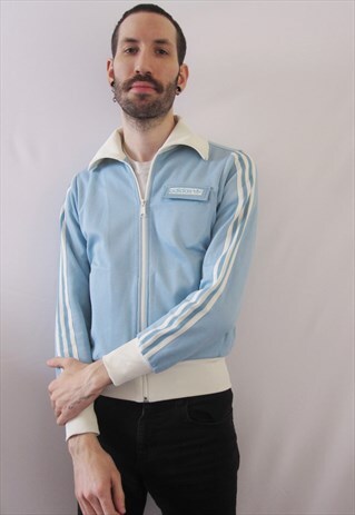 VINTAGE ADIDAS ORIGINALS CUTE PASTEL BLUE & WHITE JACKET