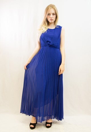 PLEATED MAXI DRESS (ROYAL BLUE)