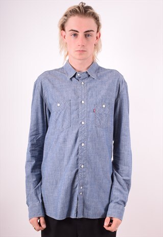 LEVI'S MENS VINTAGE SHIRT LARGE BLUE 90S