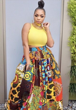 SANGO PATCHWORK MAXI SKIRT