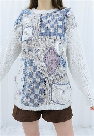 90S VINTAGE MULTICOLOURED PASTEL ABSTRACT JUMPER