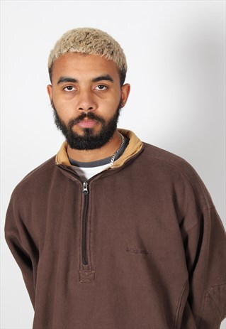 VINTAGE COLUMBIA 1/4 ZIP SWEATSHIRT BROWN