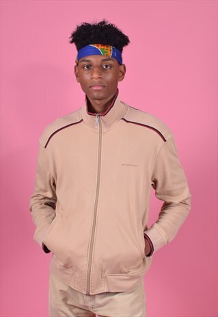 VINTAGE BURBERRY TAN COTTON TRACK JACKET