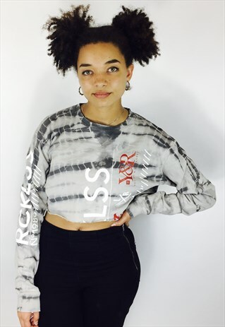 BOHO ACID WASH CROPPED T SHIRT