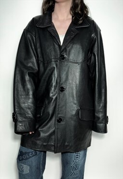vintage 90s Leather blazer jacket with cargo pockets 