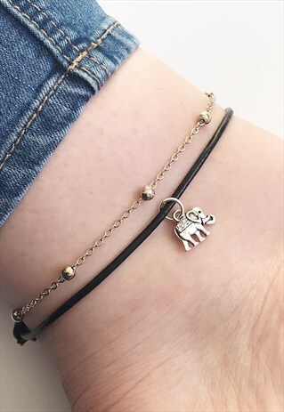 ELEPHANT ANKLET, ELEPHANT GIFT, BOHO, LEATHER ANKLET