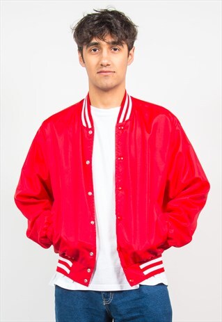 RED BOMBER JACKET BASEBALL