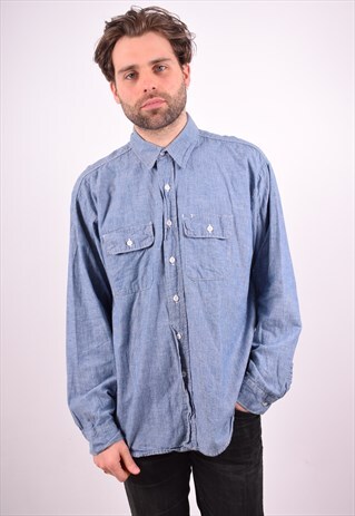MENS VINTAGE SHIRT XL BLUE 90S