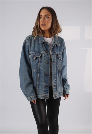 VINTAGE LOIS DENIM JACKET OVERSIZED FITTED UK 18 XXL (AP1Z)