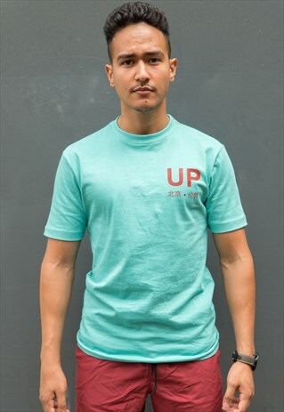 URBAN PANDA ROUND NECK T SHIRT - TEAL AND RED