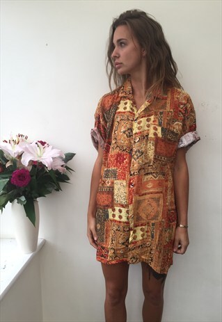 CRAZY PATTERN OVERSIZED UNISEX RETRO VINTAGE FESTIVAL SHIRT