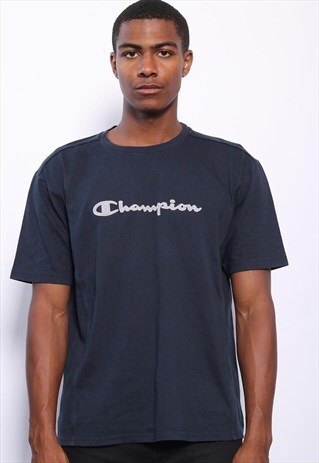 VINTAGE CHAMPION BIG LOGO SPELLOUT T-SHIRT NAVY BLUE