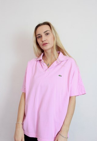 VINTAGE 90S LACOSTE POLO SHIRT TOP PASTEL BABY PINK UNISEX