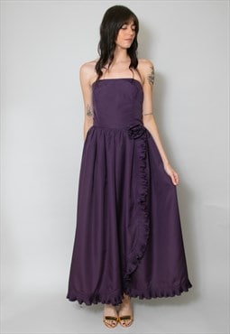 Radley Vintage 80's Purple Evening Strapless Midi Dress