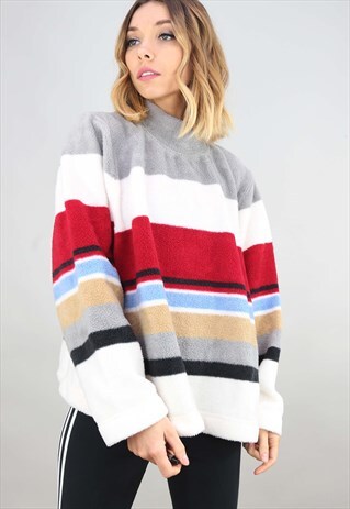 VINTAGE 90S OVERSIZED STRIPE FLEECE