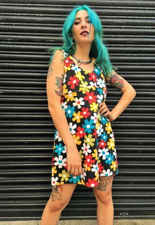 VINTAGE FLOWER PRINT MINI DRESS