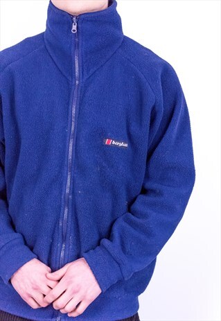 VINTAGE BERGHAUS POLARTEC FLEECE JACKET IN BLUE LARGE