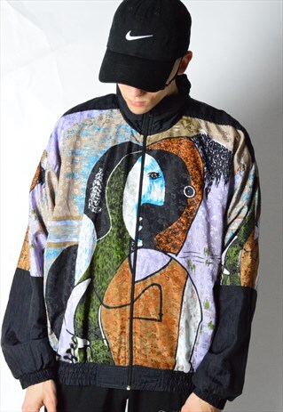 RARE VINTAGE 80S ABSTRACT SHELL BOMBER JACKET