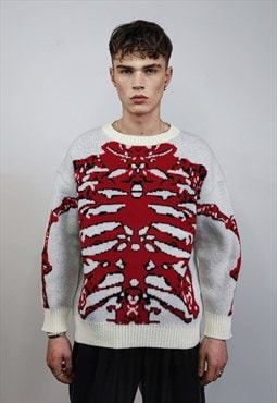 Skeleton sweater knitted bones jumper rib cage knitwear