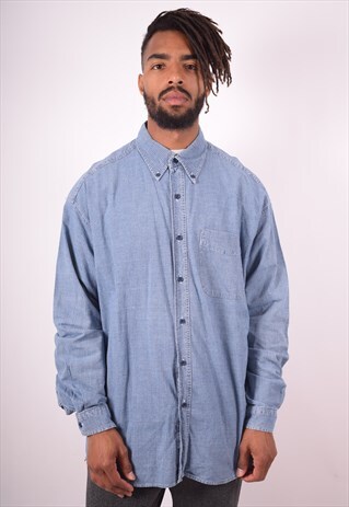 GAP MENS VINTAGE DENIM SHIRT XL BLUE 90S