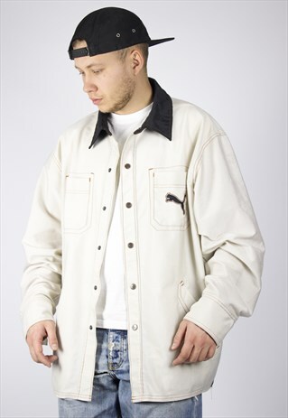 VINTAGE MENS BUTTON SHIRT JERSEY JACKET