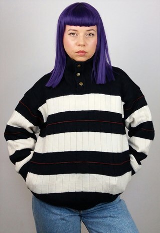 CLIPPER VINTAGE 80'S VIRGIN WOOL YACHTING JUMPER/ PULLOVER