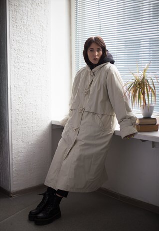 VINTAGE 80'S PARKA COAT IN CREAM