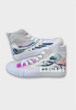 Pink Wave Hand Painted Shoes