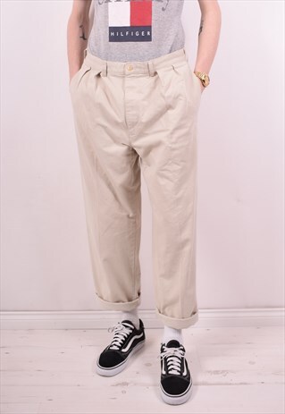 POLO RALPH LAUREN MENS VINTAGE TROUSERS W35 L30 BEIGE 90S
