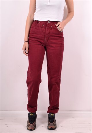 WOMENS VINTAGE JEANS W26 L38 MAROON 90S