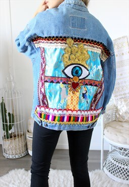 Vintage demi jacket, sequins and ethnic embroidery
