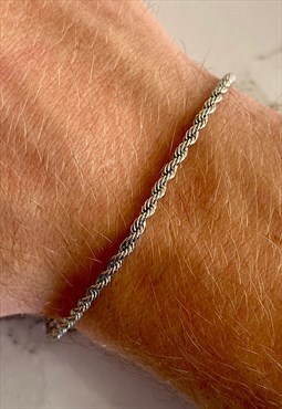 2.5mm Silver rope chain bracelet 