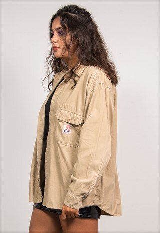 VINTAGE 90'S BROWN CORD LONG SLEEVE SHIRT