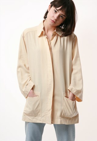 80S VINTAGE HERMES LINEN OVERSIZED SHIRT BLOUSE 1339