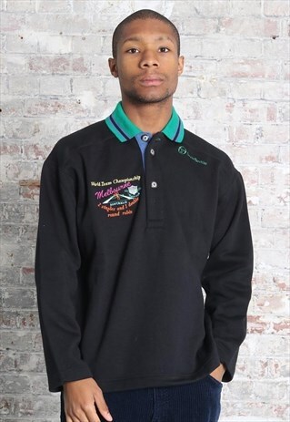 VINTAGE SERGIO TACCHINI LOGO COLLARED SWEATSHIRT BLACK