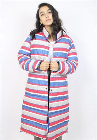 VINTAGE 90'S REVERSIBLE STRIPED LONG PADDED JACKET