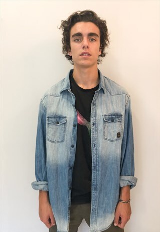VINTAGE 90'S DENIM SHIRT IN BLUE