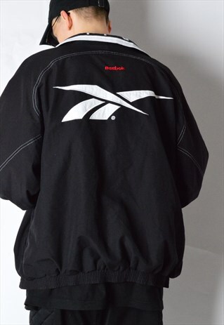 VINTAGE 90S BLACK REEBOK TRACK JACKET