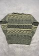 VINTAGE KNITTED JUMPER ABSTRACT PATTERNED GRANDAD SWEATER