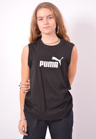 VINTAGE PUMA VEST TOP BLACK