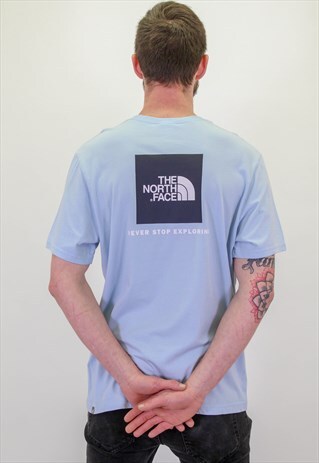 VINTAGE THE NORTH FACE BACK LOGO T-SHIRT IN BLUE LARGE