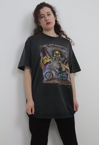 RARE HARLEY DAVIDSON T-SHIRT 90S 'LAST BIKER ON EARTH'