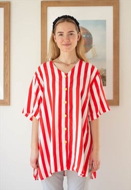 Red and white striped short sleeve shirt