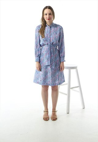 BOLD FLORAL DRESS / VINTAGE LONG SLEEVE DRESS
