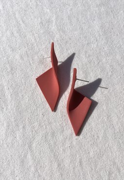 Handmade Red Sculptural Earrings Modern Hypoallergenic