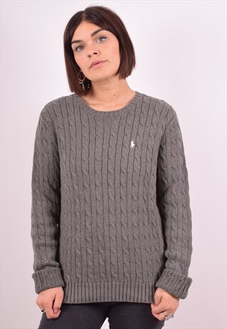 RALPH LAUREN WOMENS VINTAGE JUMPER SWEATER XL GREY 90S