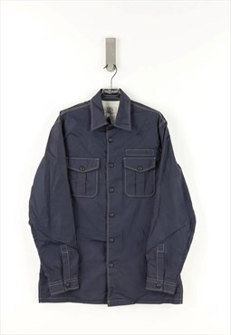 Armani Jeans Long Sleeve Shirt Jacket in Blue - M